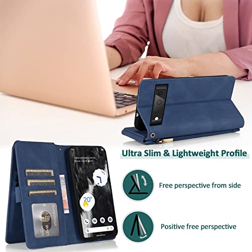 Coque cuir portefeuille Google Pixel 7 Asuwish finition rétro et verre