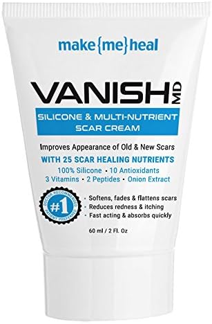 MakeMeHeal VANISH MD Silicone & Multinutrient Scar Reduction & Removal Cream (Acne Scars, Stretch Marks, Keloids, Hypetrophic Scars, Surgery/Injury Scars, Burns)