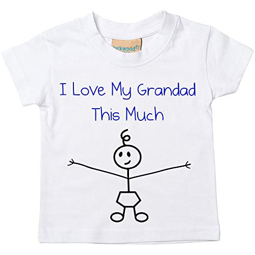 Image of 60 Second Makeover Limited Boys I Love My Grandad This Much Tshirt Baby Toddler Kids Fathers Day Grandad Presents Gifts for Grandson Gifts Grandson Father's Day Stick Person 12-18 Months White