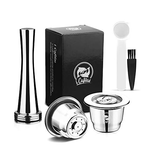 i Cafilas cápsula Recargable Nespresso Reutilizables en Acero Inoxidable,capsula Filtro de café Reutilizables para Nespresso,con Cuchara de café, Cepillo,Tamper (2 cápsula+Tamper)