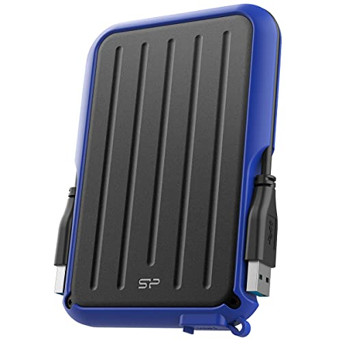 Silicon Power Armor A66 - Disco duro externo resistente de 1 TB, grado militar, resistente al agua, USB 3.0, disco duro portátil USB 3.0 para PC, Mac, computadora portátil, color azul