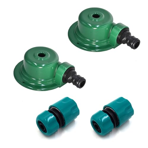 SIGANDG Metal Lawn Sprinkler for Yard Metal Automatic Lawn Sprinkler 360° ring coverage Spray irrigation for lawns, gardens and courtyards Includes 1/2 adapter（4 Pack）