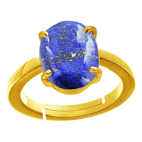 anuj sales 20.25 Ratti Blue Lajward Stone Panchdhatu Adjustable Gold Plated Ring Natural AA++ Quality Original Lapis Lazuli Lajwart Rashi Ratna Pathar Gemstone for Men and Women-picture-46
