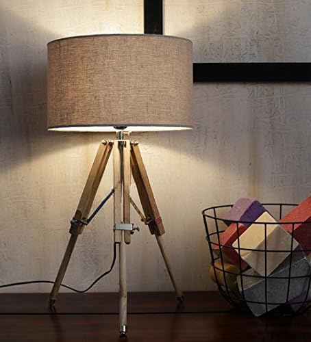 NauticalMart Beautiful DESINER Wood and Beige Color Tripod Table LAMP