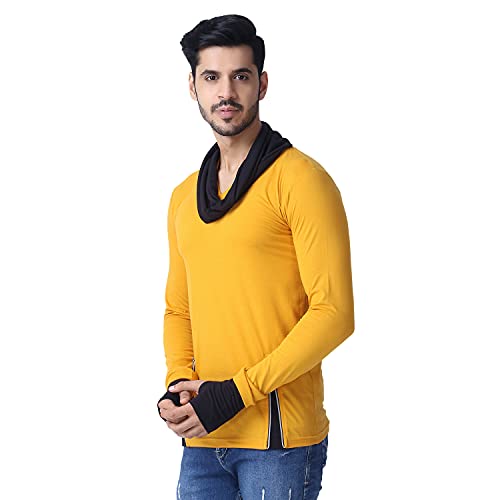 Image of Black Collection Men's Attached Muffler Full Sleeve T-Shirt(SKU: BCN0023)