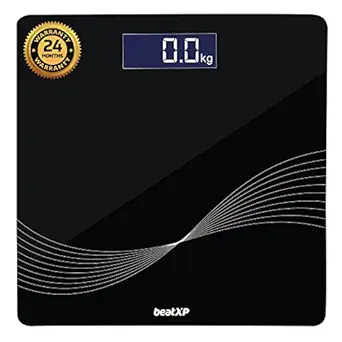 beatXP Wave Digital Bathroom Weighing Scale with LCD Panel & Thick Tempered Glass, Electronic Weight Machine for Human Body – 2 Year Warranty at Rs. 299