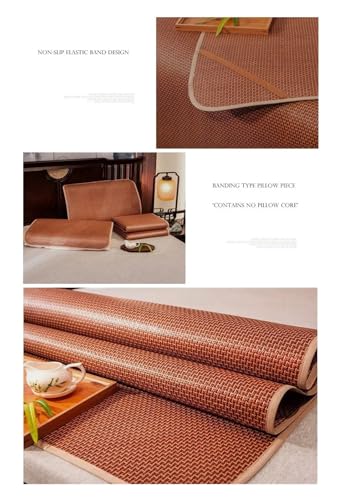 WENFEN Matelas d'été en rotin de Bambou, Tapis de Couchage Froid, Simple, Double, Pliable, Feuille de Glace rafraîchissante, Coussin de Protection de lit(90x190cm) – vue 9