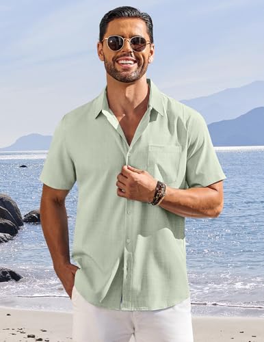 COOFANDY Shirts for Men Short Sleeve Button Down Shirt Casual Summer Beach Shirts2