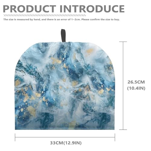 Image of Tea Cozy for Teapot Kitchen Accessory Tea Pot Cosy Insulated Thermal Kettle Cover Breakfast Warmer Washable for Home Kitchen Tabletop Decoration, Blue Gold Marble