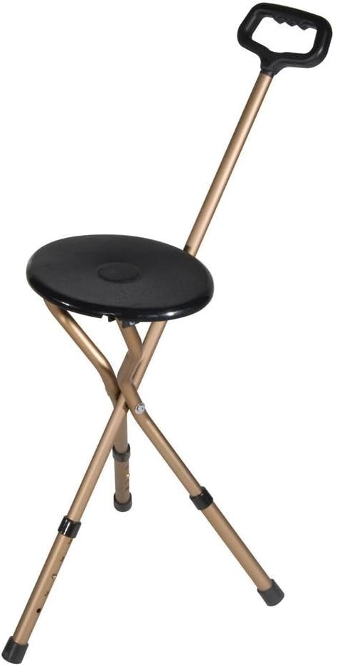 Drive Medical RTL10365-ADJ Adjustable Lightweight Folding Cane with Seat