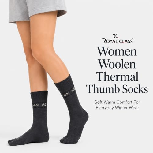 Image of RC. ROYAL CLASS Women Woolen Winter Wear Thermal Thumb Socks, Calf Length Terry Thick Towel Cushioned, Warm & Cozy Thermal Thumb Socks For Women (Pack of 3 Pairs)