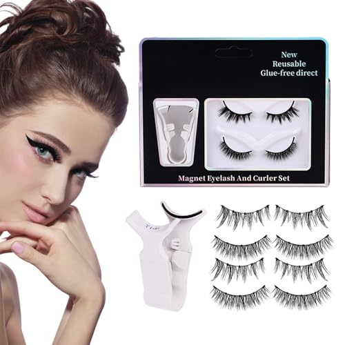 Pestañas magnéticas de aspecto natural, 2 pares de mechones naturales, pestañas magnéticas, para hermana, hija, novia, hogar, viajes, niñas, principiantes, volumen de belleza