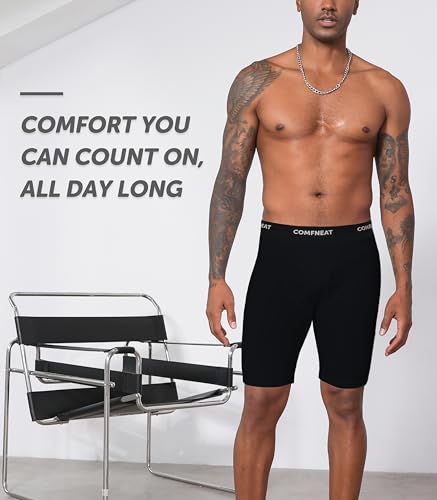 Comfneat Men's 9" Long Leg Cotton Boxer Briefs Stretchy Comfy Underwear 4-Pack2