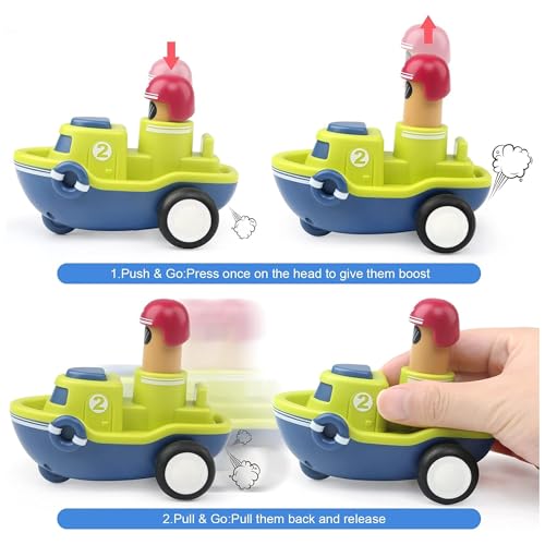 Image of Kidology Pull-Back Vehicle Toys Cars for Toddlers, Friction-Powered Press & Go, Early Learning, Cognitive, Motorskills Development, Ideal Gift for Babies Kids, Boys /Girls, Ages 3+ Years - Pack of 4
