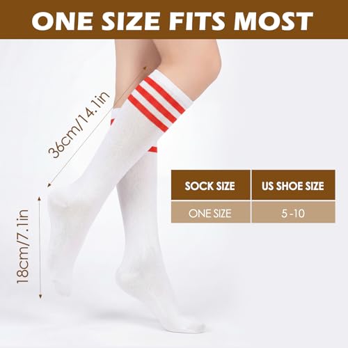 Image of American Trends Womens Athletic Knee High Socks Outdoor Sport Thigh High Stockings Casual Stripes Tube Socks
