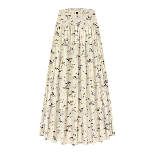 CYiNu Women's Chiffon Elastic High Waist Tiered Pleated Floral Pr...