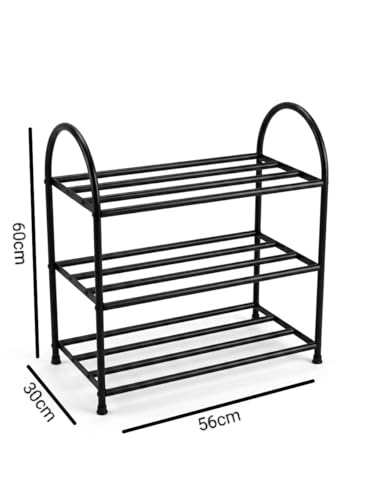 Image of Metal Shoe Rack, Multipurpose Rack, Multilayer (3 Layer MS Metal Black)