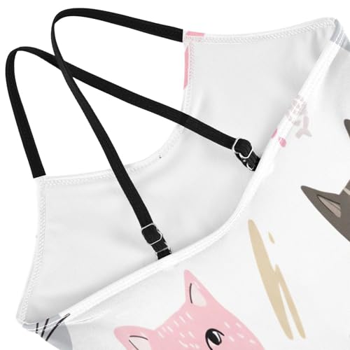 Girl Bathing Suits 3-10 Y Beach Swimsuit Girls, Cute Cat Faces4