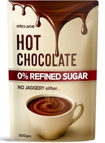 Image of Mevano Hot Chocolate Mix Powder | Refined SUGAR FREE | All Natural, REAL Cocoa without sugar, sweetened with Coconut Jaggery | Choco powder for Milk, Cold & hot shakes | No Preservatives | 800g