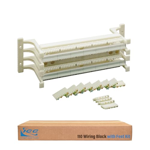 ICC Cat5e 110 Wiring Block Kit 100 Pair with Mounting Hardware, 110 IDC Cross Connect Block for Voice and Data Cabling