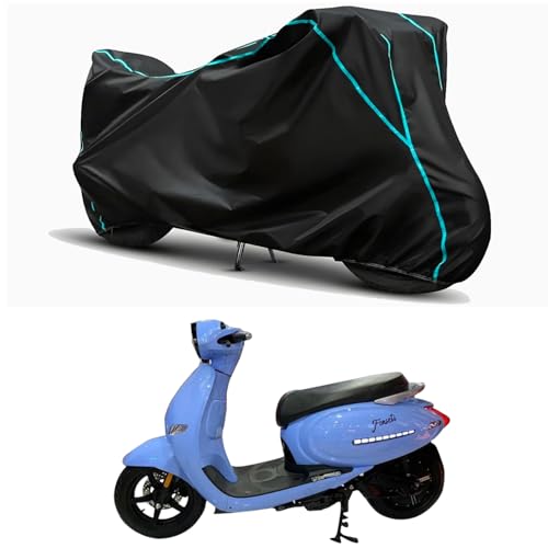 Image of Waterproof Bike Body Cover Compatible for | EeVe Forseti | Taffeta Fabric, Sky Piping Design, Bottom Elastic Fit | Dustproof, Sun UV & Rain Protection for All Weather.