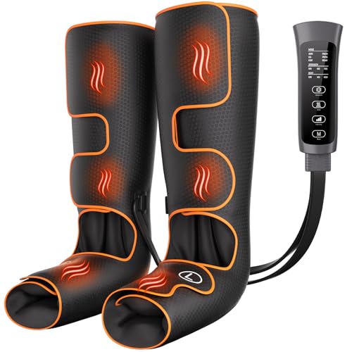 Banspol Leg Massager with Heat and Compression, Foot and Calf Massager for Circulation and Pain Relief, Compression Boots with Handheld Controller, 6 Modes 3 Intensities, Gift for Mom Dad
