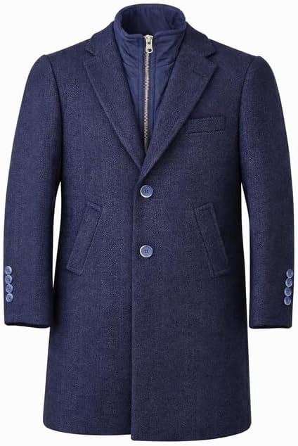 Adam Baker Boy's Coat | Winter Jacket | Notched Collar Dress Coat for Boys | 3/4 Length Boys Overcoat with Removable Bib