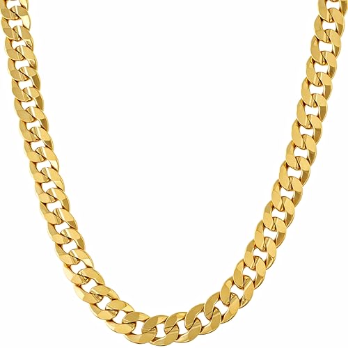 LIFETIME JEWELRY 6mm Cuban Link Chain Necklace 24k Gold Plated for Men and Women (6mm & 9.5mm) (22 inches, 6mm, Gold)