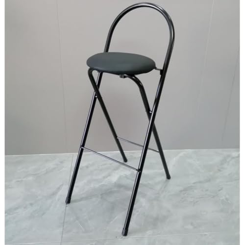 Kisigim カウンターチェア 折りたたみ バースツール 高 ダイニングチェア パイプ いす キッチン 大人用 ハイスツール 丸椅子 座面高60/65/70/75cm (くろ-パッド入り,60cm)