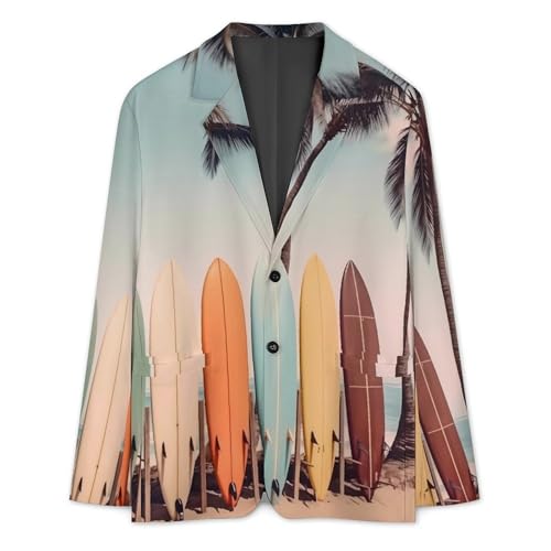Surfboard Palm Tree Men's Casual Blazers Slim Fit Sport Coats Blazer Two Buttons Suit Jacket for Work Party3