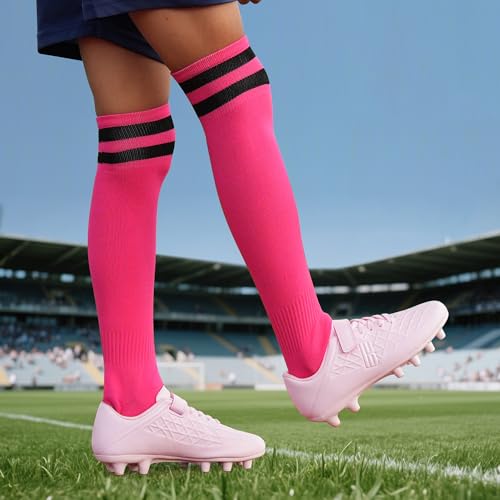 Image of brooman Kids Firm Ground Soccer Cleats Boys Girls Football Cleats with Soccer Socks