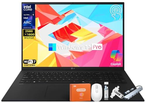 Image of LG gram 17 inch AI Copilot+ Laptop, Intel Ultra 9 288V CPU, 32 GB RAM, 8 TB SSD, 17 inch Anti-Glare Touch Display, Intel Arc Graphics, Wi-Fi 7, Backlit Keyboard, Thunderbolt 4, Windows 11 Pro- Ultra-Portable