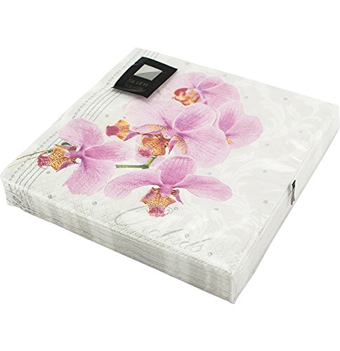20 Luxus-Servietten – 3-lagig, Pink & Grün Mit Rosenblatt-Muster, 33x33 Cm Für Hochzeit & Party