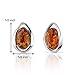 Peora Genuine Baltic Amber Earrings for Women 925 Sterling Silver, Solitaire Studs, Oval Shape, Rich Cognac Color, Friction Backs, Real Baltic Amber Earrings for Adults,