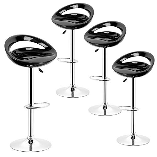Taburete de bar ABS de alta calidad, juego de 4 sillas de salón, 43 x 43 x 81 cm, color negro