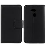Gukas Design Genuino Cuero Case para Acer Liquid Z5 Duo Z150 Flip Billetera Funda Autentico Ranuras Tarjetas Piel Premium Cover (Negro)
