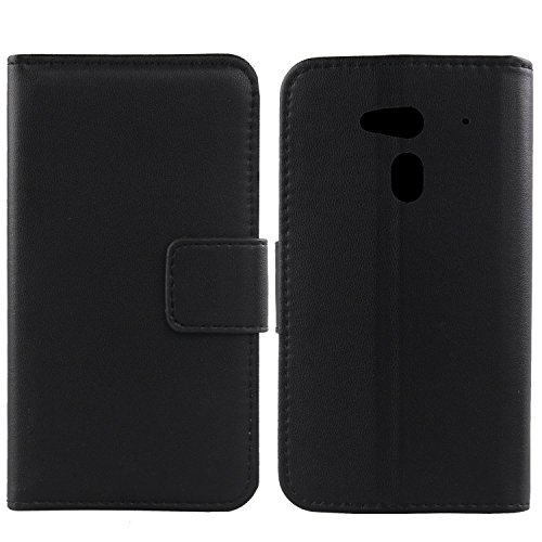 Gukas Design Veritable Cuir Etui pour Acer Liquid Z5 Duo Z150 Housse Coque Premium Case Cover Flip Protecteur Portefeuille Genuine Leather Wallet (Noir)