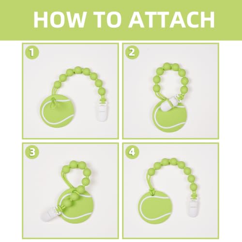 Image of Baby Tennis Silicone Teether Toy with Pacifier Clip,BPA Free