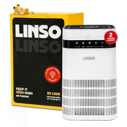 LINSO HUSH HEPA H13 Air Purifier For Bedroom 85 m&sup3;/h CADR, covers...