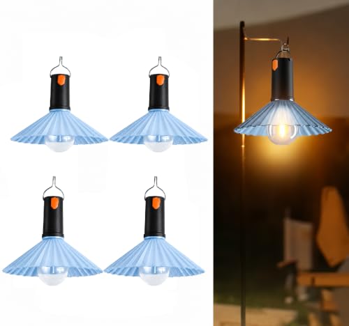 Image of XERGY Portable USB Rechargeable Camping Lantern Lamp - 2 Brightness Levels & Flash Mode, 500mAh Battery, Waterproof Outdoor LED Light with Hanging Hook for, Hiking, Tent, Home & Emergency (4 Pack)