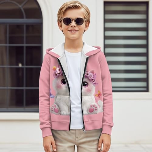 Zip Up Hoodie for Boys Girls Casual Pullover Hooded Sweatshirts with Pockets for Kids Teens 6-16 Years,S-XL Size4