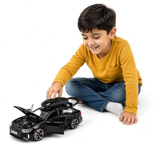 Image of Invite Enterprise 1:32 Scale Aoodi RS6 Alloy Die-Cast Car Model with Door-Activated Light & Sound | 2 Openable Doors, Hood & Trunk | Metal Toy Car for Kids & Collectors (No Pull Back) (Black Color)