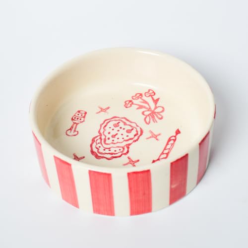 Image of Small Bowl - Sweet Surprise | Dishwasher Microwave Safe | Adorable Ceramic Bowl | Cute Valentine Heart Printed Patterned Dessert /Breakfast /Soup /Ice Cream Small Bowl (Multicolour 3)