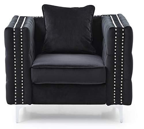 Sillón Tufted Diseño Piel Sintética Negro miniatura 4