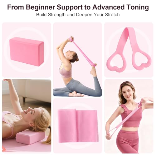 Pilates Kit, Home Pilates Workout Kit for Women, Pilates Equipment with Pilates Ring and Ball, Yoga Block & 5 Resistance Bands, Ankle Weights, Sliders & Grip Socks, Workout Guide Included - Image 6