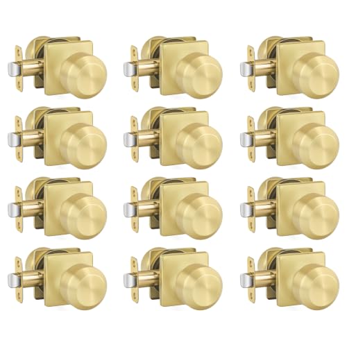 Haidms Gold Passage Door Knobs for Closet and Hallways 12 Pack
