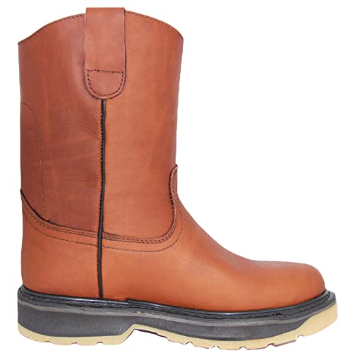 Men's Pull On Leather Work Boot Soft Toe Double Density Sole3