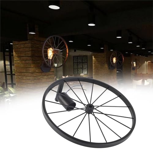 Miniatura 4 de Ywbl-Wh Lámpara De Pared Con Rueda Decorativa, Hierro Industrial Retro Para Balcón Y Pasillo, Acento De Iluminación Para El Hogar Y La Cafetería Black