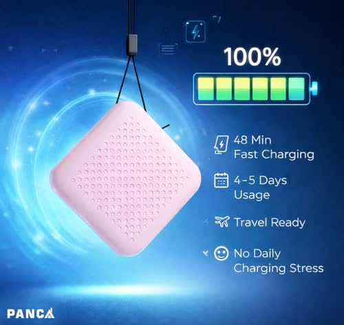 Image of Wearable Personal Air Purifier Necklace | 120H Battery | Filterless Ionic Air Cleaner | Portable Travel Air Purifier for Office, Car & Home | Lightweight Compact Design (Pink)