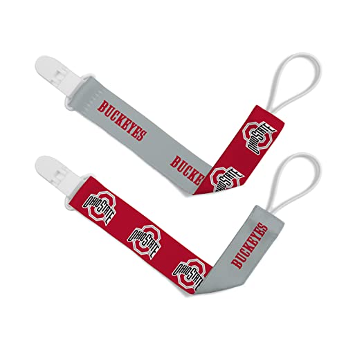 Image of Baby Fanatic Officially Licensed Unisex Pacifier Clip 2-Pack - NCAA Ohio State Buckeyes - Officially Licensed Baby Apparel